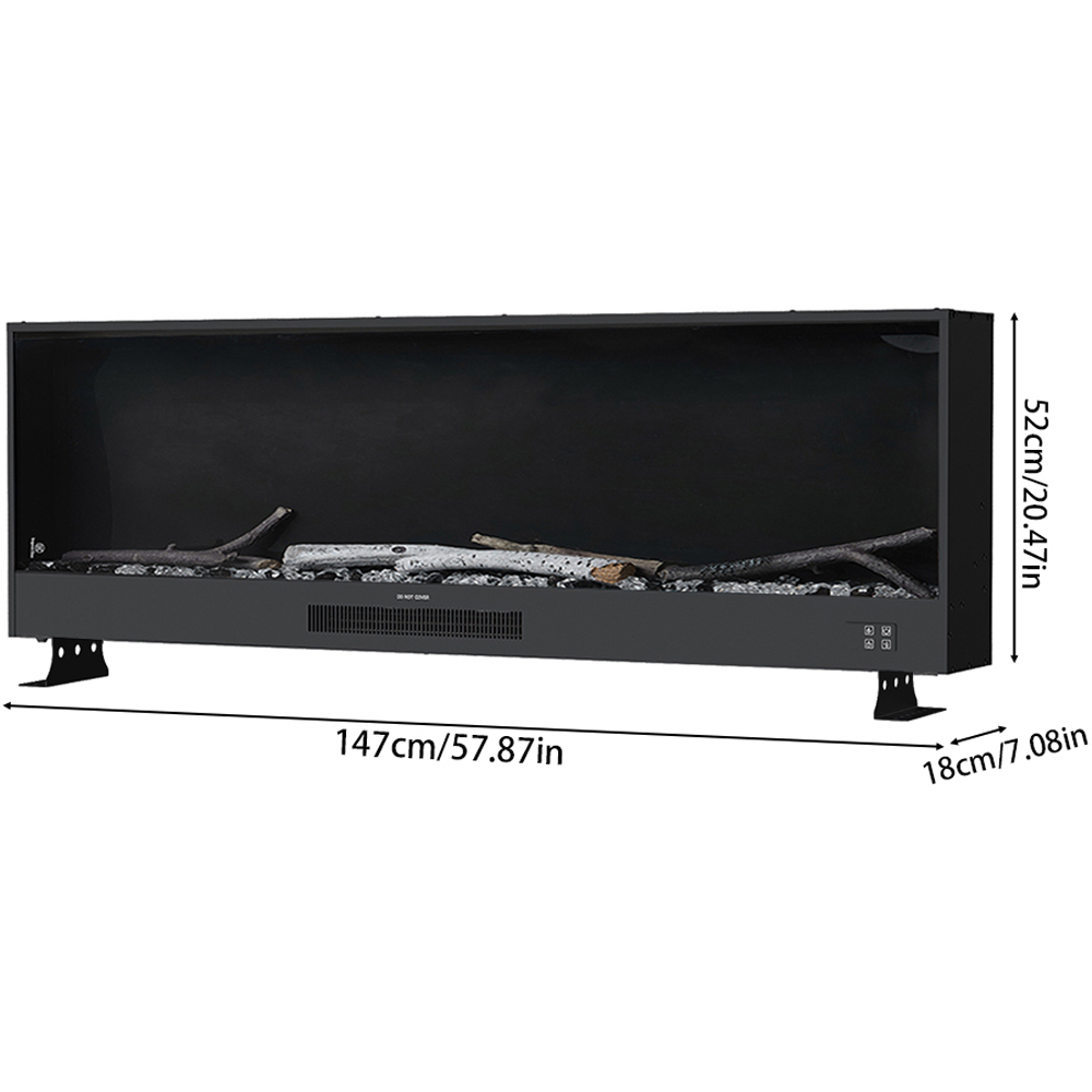 Living and Home Black Recessed Electric Fireplace with Remote Control Image 8