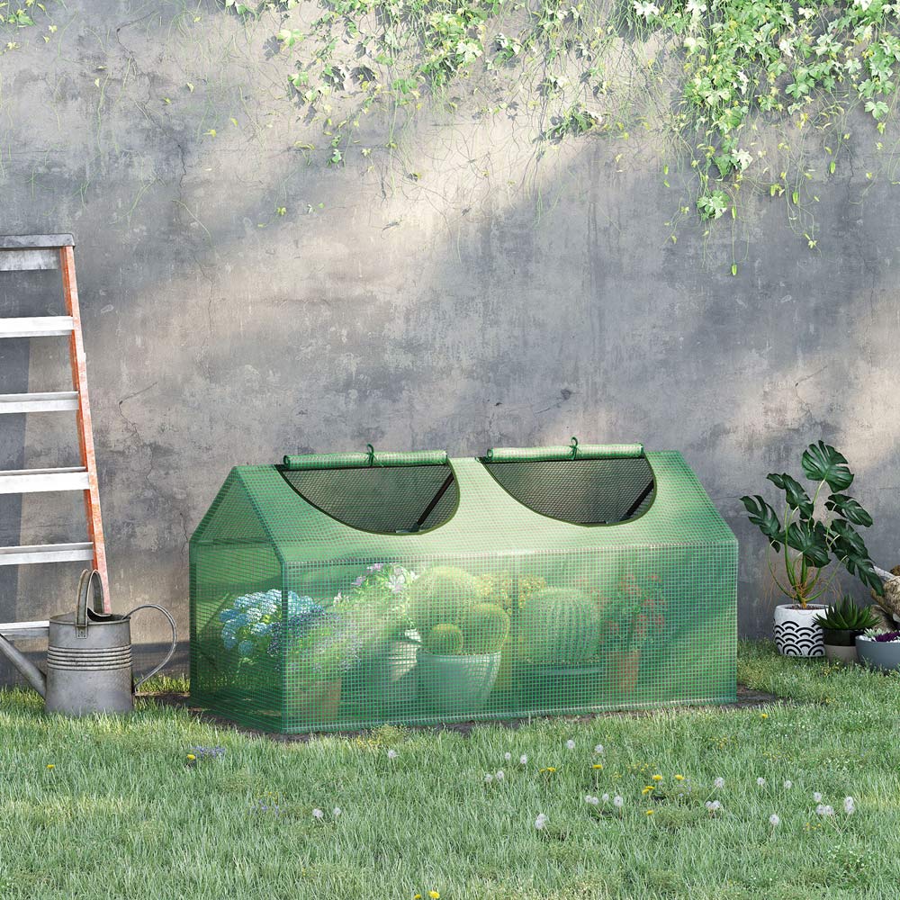 Outsunny Green PE 2 x 4ft Mini Greenhouse Image 2