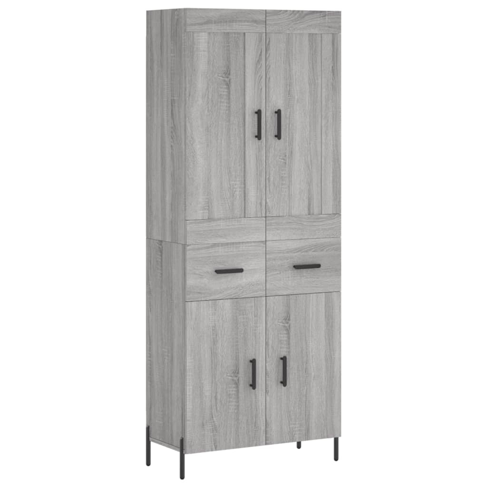 vidaXL Single Door 2 Drawer 2 Shelf Grey Highboard Image 2