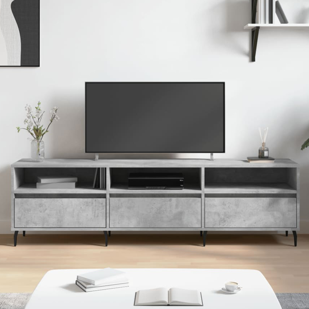 vidaXL 3 Door 3 Shelf Concrete Grey TV Cabinet Image 1