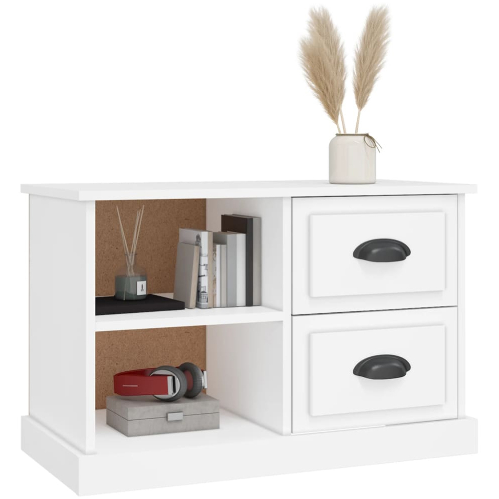 vidaXL 2 Drawer 2 Shelf White TV Cabinet Image 3