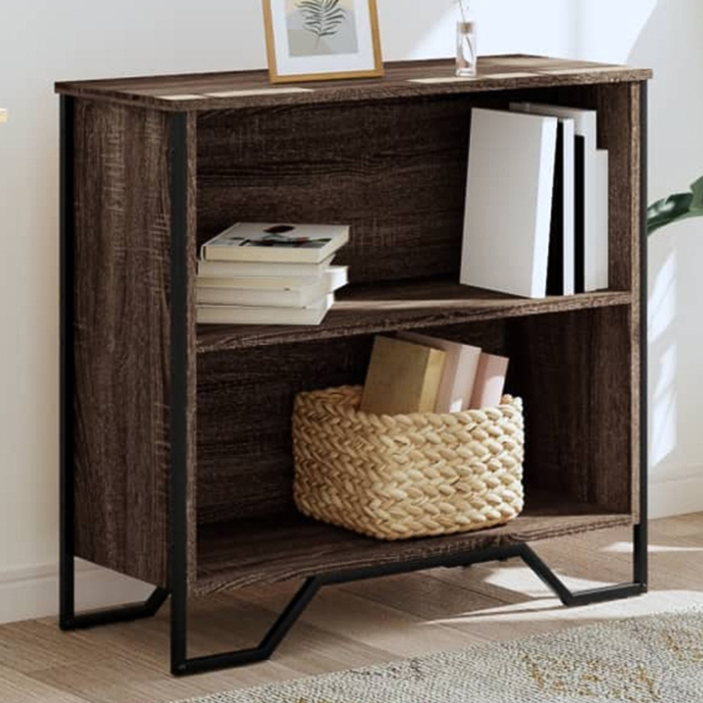 vidaXL 2 Shelf Brown Oak Bookcase Image 1