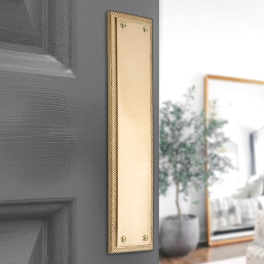 Spira Brass Georgian Plain Square Satin Brass Finger Plush Plate 300mm Image 2