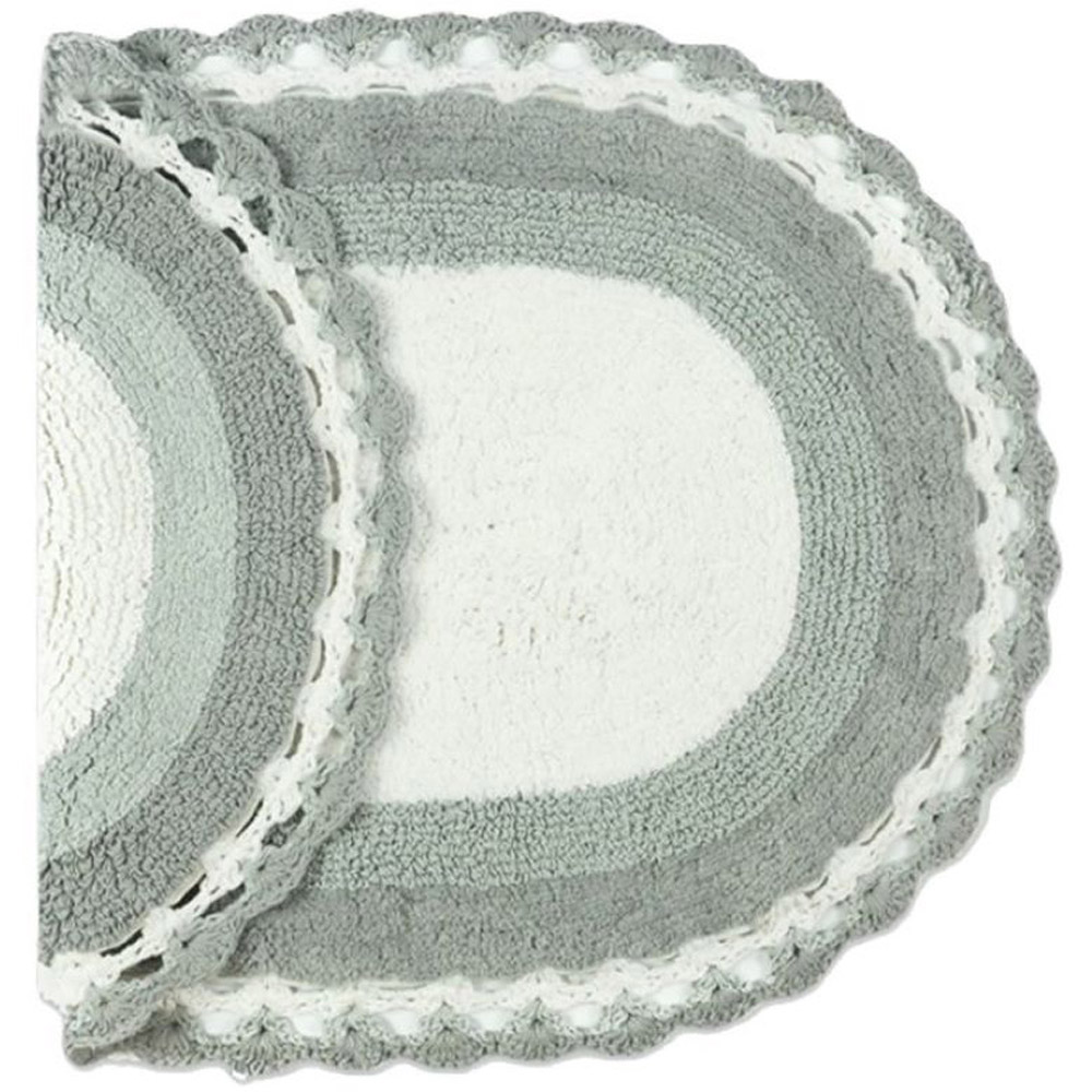 Allure Bath Fashions Grey Crochet Edged Reversible Bath Mat Image 2