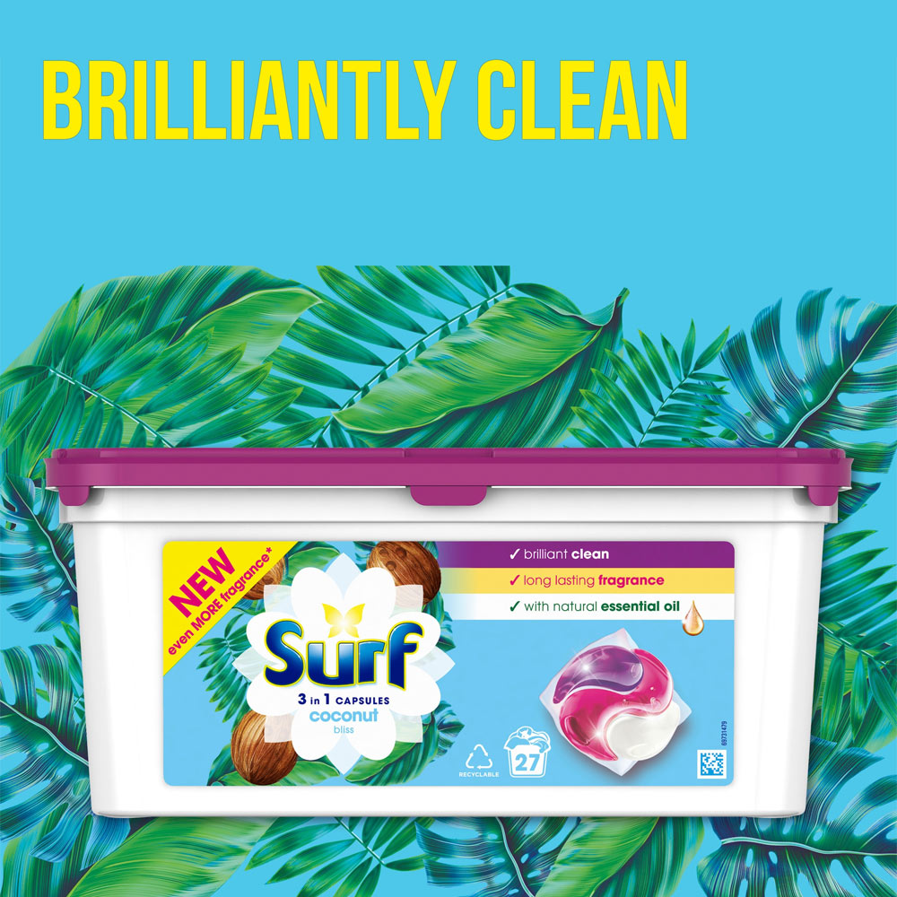 Surf 3 in 1 Coconut Bliss Laundry Washing Capsules Image 4
