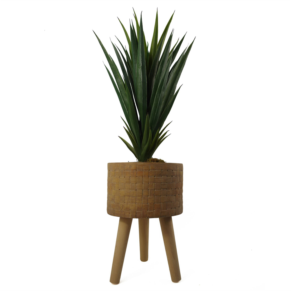 Leaf Woven Effect Fibreglass Composite Indoor Planter with Legs 36 x 25cm Image 2
