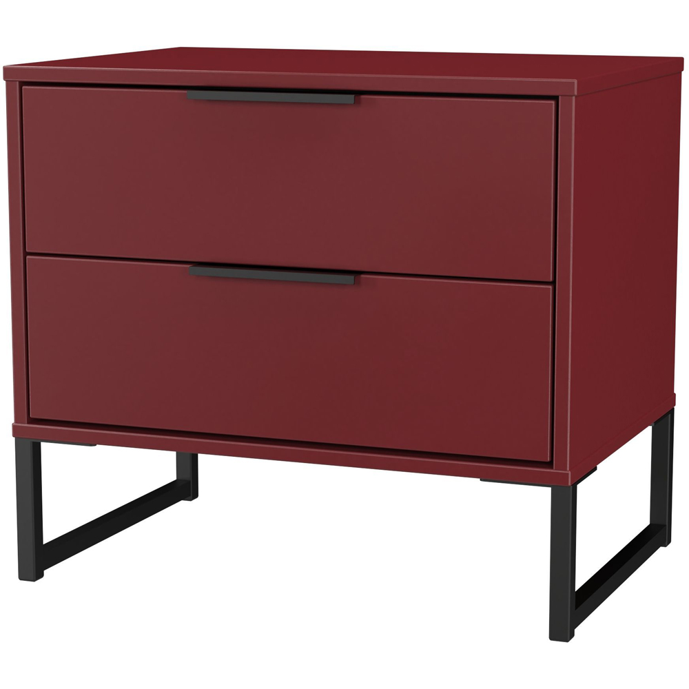 Crowndale Hong Kong 2 Drawer Red Matt Side Table Ready Assembled Image 2