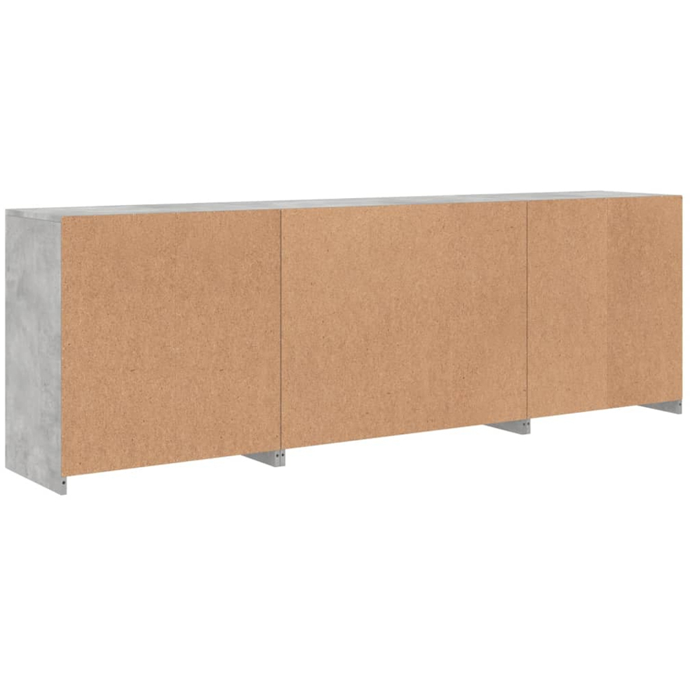 vidaXL 2 Door 2 Shelf Concrete Grey Wooden Sideboard with LED Lights Set of 3 Image 5