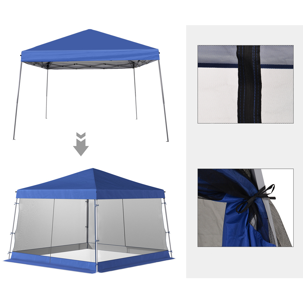 Outsunny Blue Folding Popup Adjustable Gazebo With Mosquito Netting
