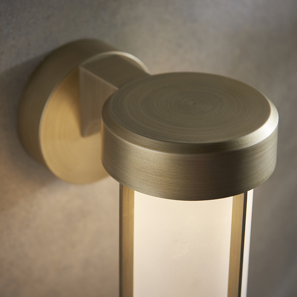 Merano Bevento Brushed Gold LED Frosted Glass Outdoor Wall Lamp Image 4