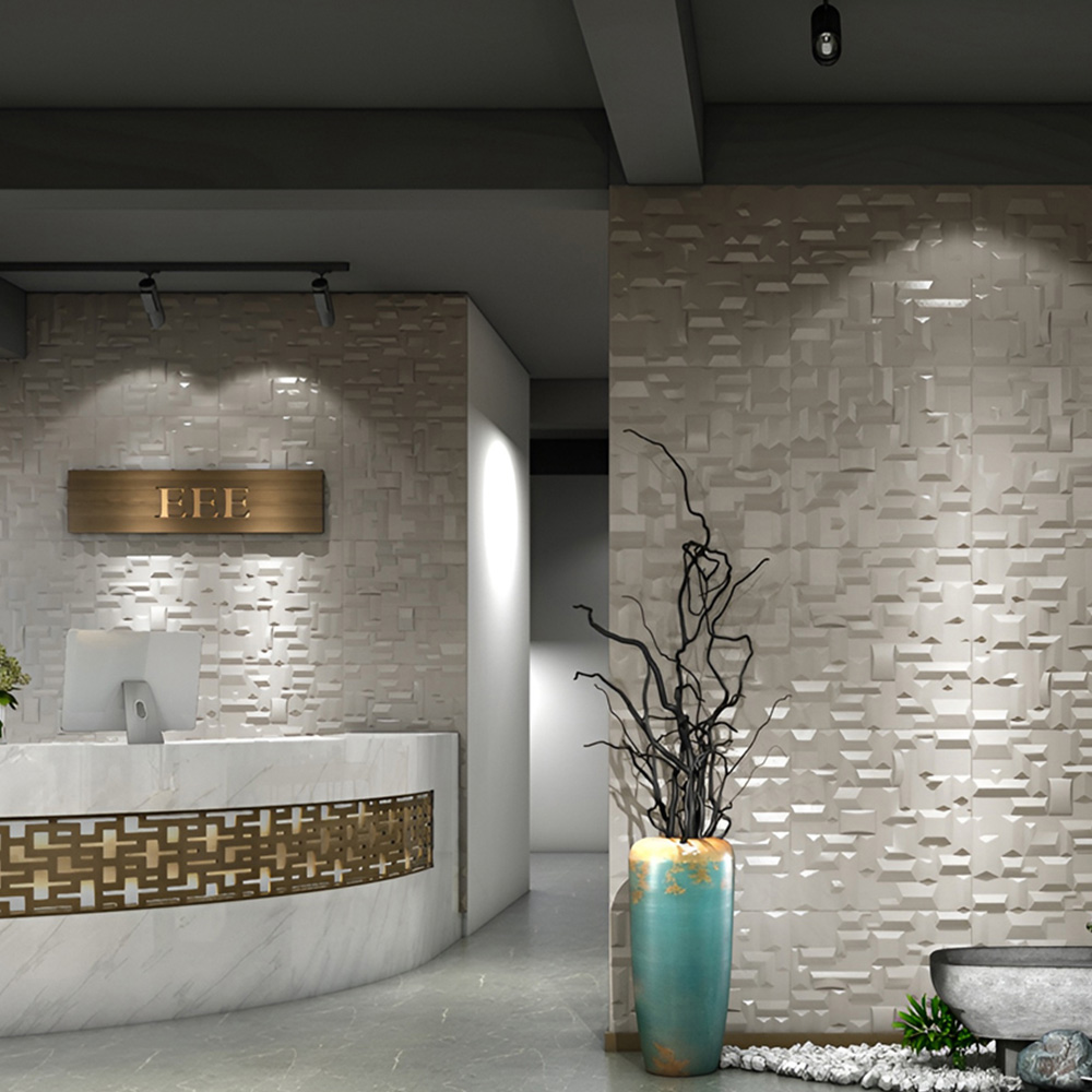 Britwall Artistic 3D Grid PU Leather Wall Panel 600 x 600mm 4 Pack Image 1