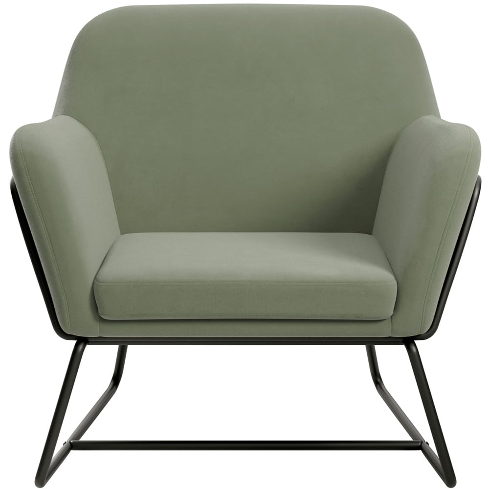 Charles Matte Black and Sage Velvet Armchair Image 3