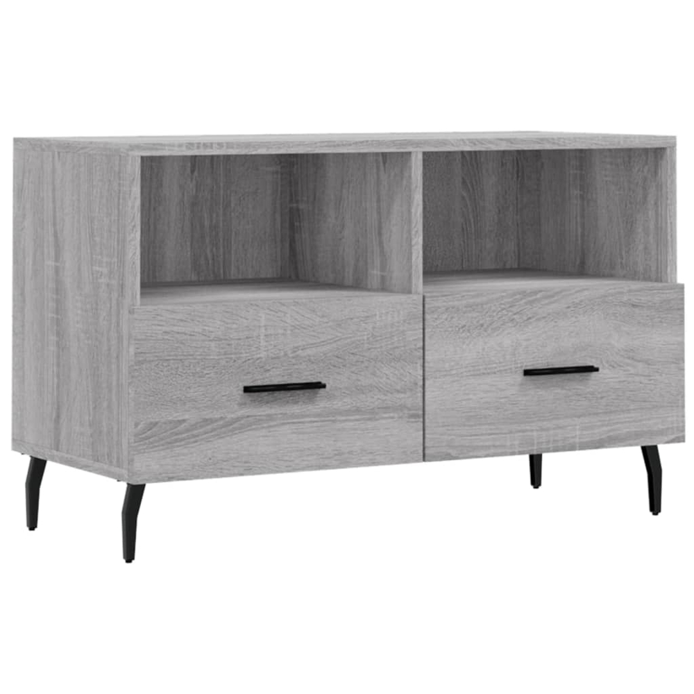 vidaXL 2 Drawer 2 Shelf Grey Sonoma TV Cabinet Image 2