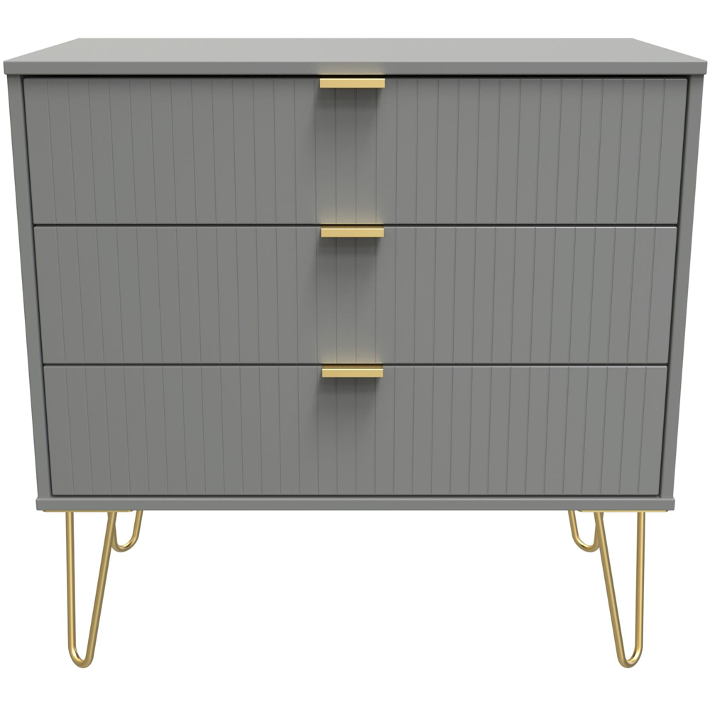 Crowndale 3 Drawer Dusk Grey Wide Chest of Drawers Ready Assembled Image 3