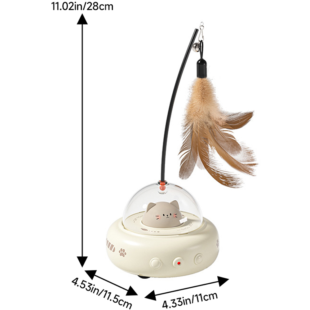 H&O Direct Automatic Interactive Cat Toy with Feathered Wand and Jingling Bell Image 6