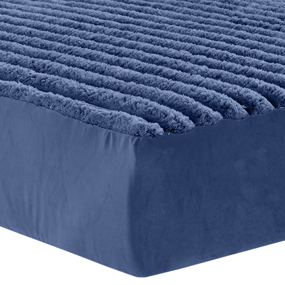Velosso Super King Size Navy Jumbo Cord Fitted Bed Sheet Image 1