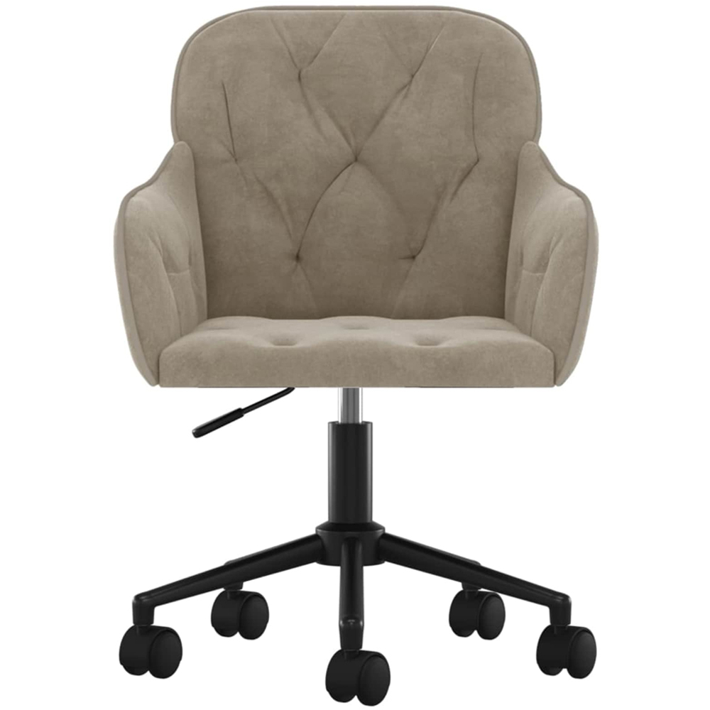 vidaXL Set of 2 Light Grey Velvet Height-Adjustable Swivel Dining Chair with Wheels Image 4