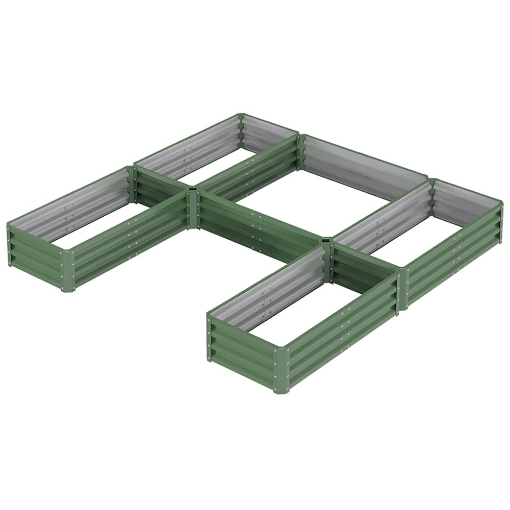 Living and Home Green U Shap Zinc Steel 5 Compartment Raised Garden Bed 243 x 241cm Image 1