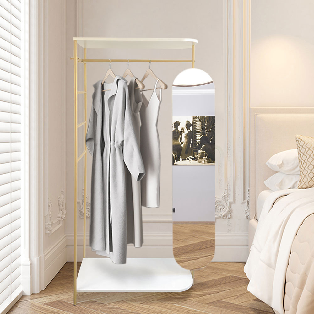 Living and Home Modern Metal Clothes Rail with Mirror Image 6