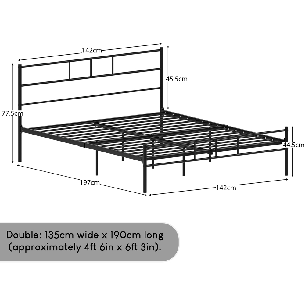 Vida Designs Dorset Double Black Metal Bed Frame Image 6