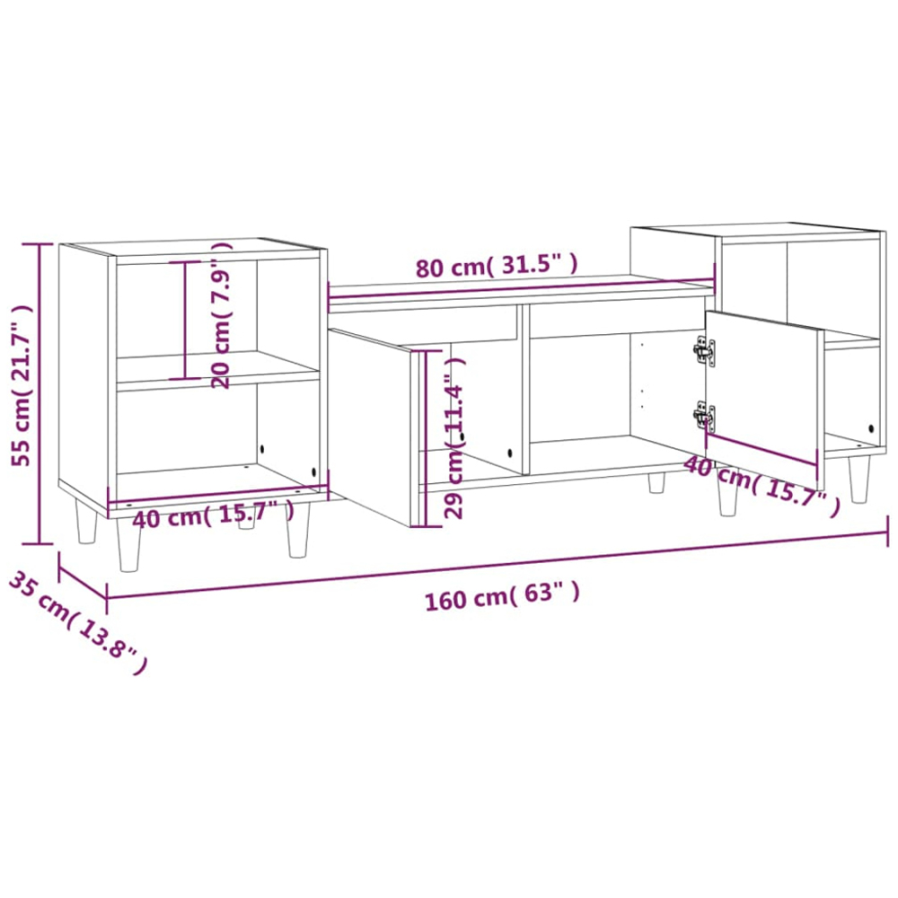 vidaXL 2 Door 4 Shelf Sonoma Oak TV Cabinet Image 9