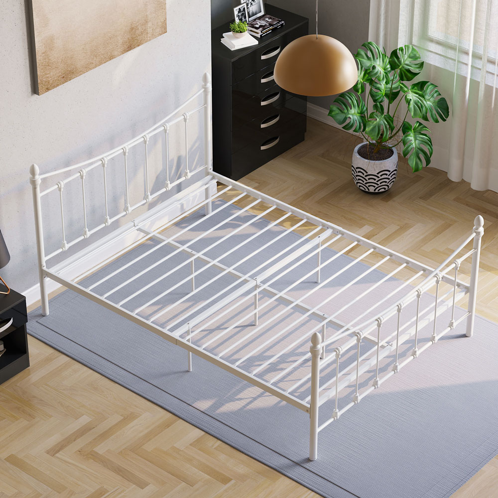 Vida Designs Paris Double White Metal Bed Frame Image 7
