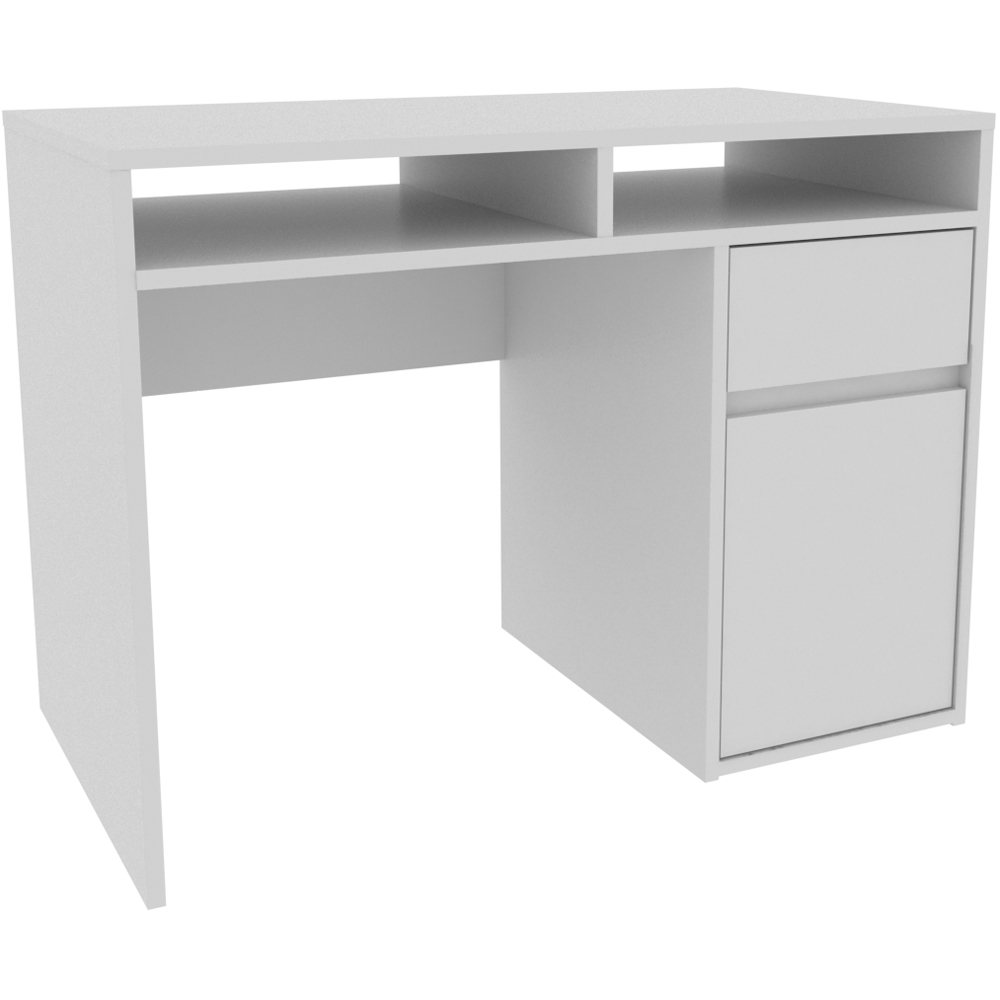 Decorotika Isla Single Door Single Drawer 2 Shelf Corner Computer Desk White Image 3