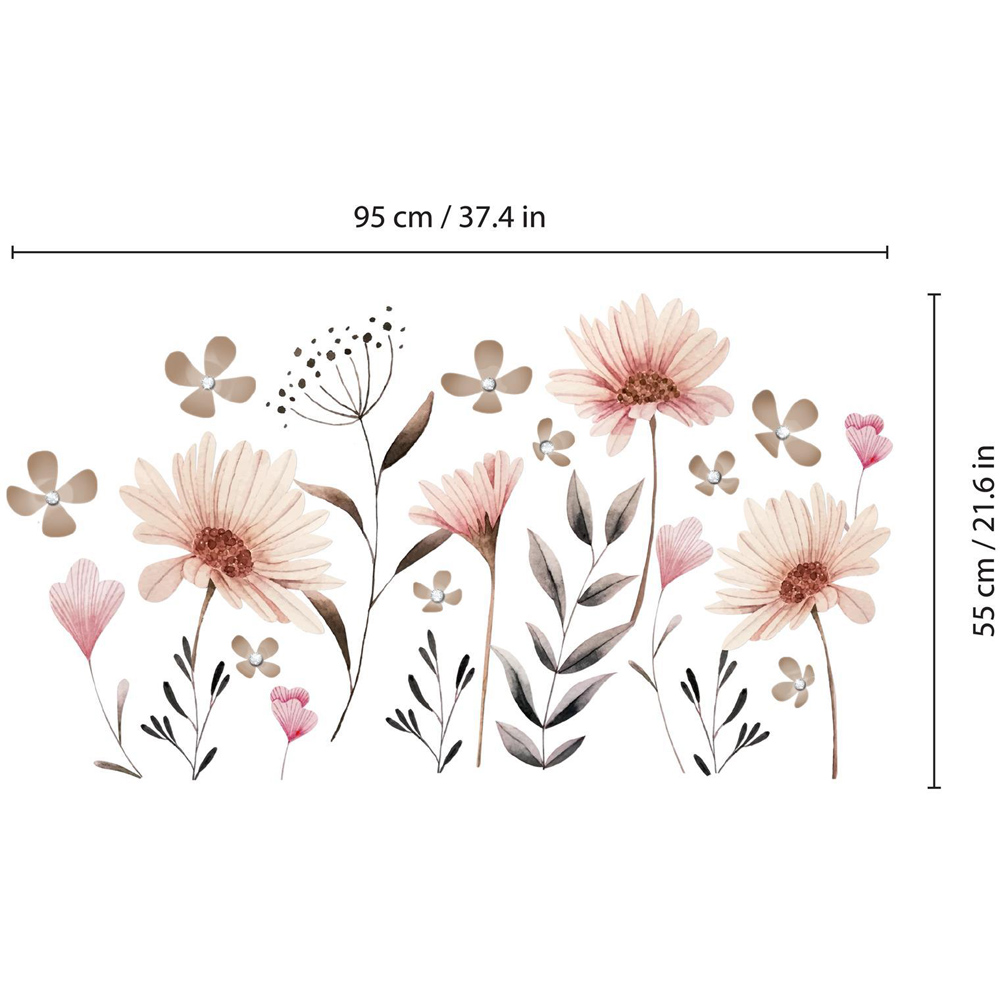 Walplus Flower Theme 3D Crystal Flowers Brown Self Adhesive Wall Stickers Image 4