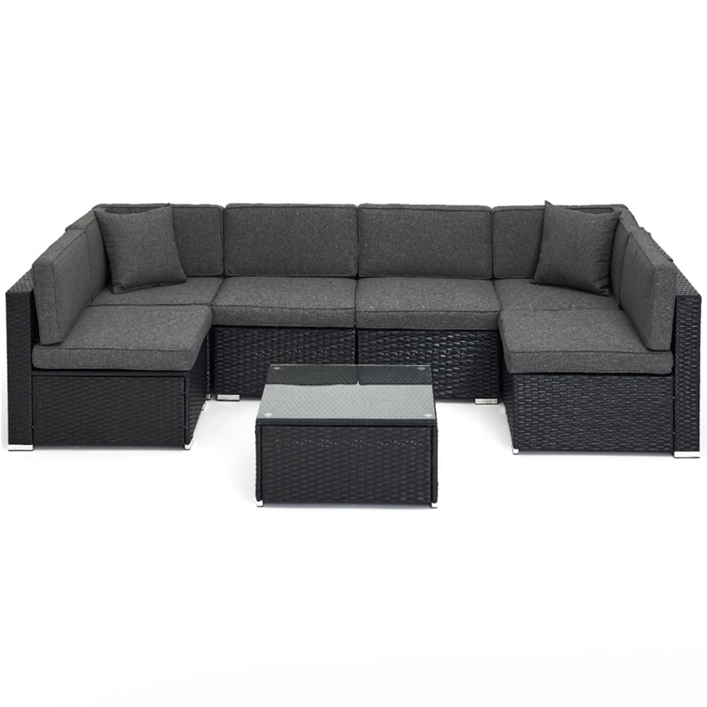 Home Detail Cantina 6 Seater Black Sofa Set with Cover Image 3