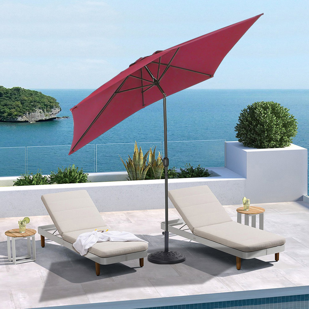 Living and Home Red Square Crank Tilt Parasol with Round Base 3m Image 2