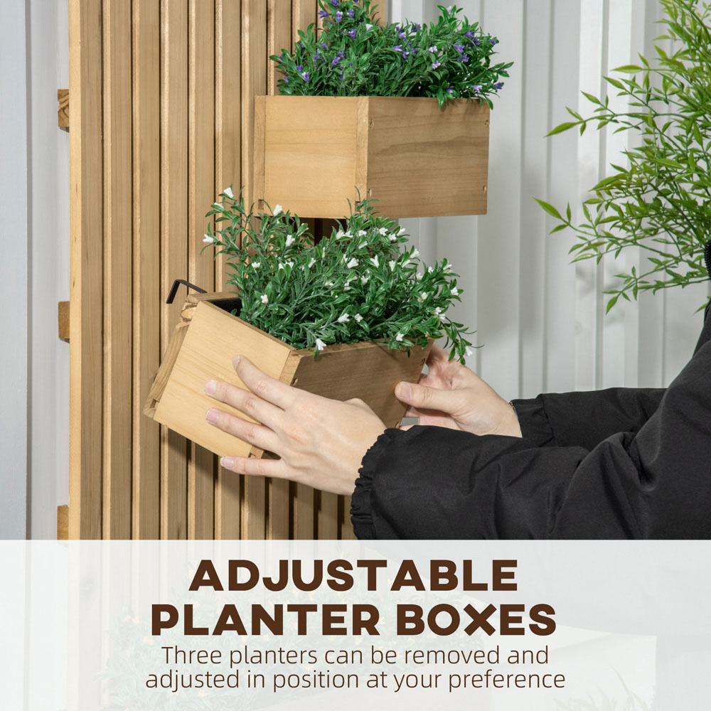 Outsunny Wooden Wall-Mounted Garden Trellis with 3 Movable Planter Boxes Image 5