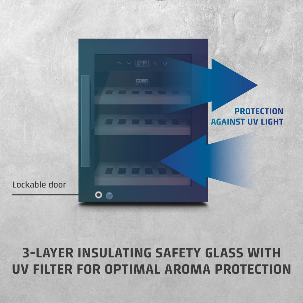 CASO Design WineExclusive 716 Black 12 Bottle Wine Cooler Fridge Image 4