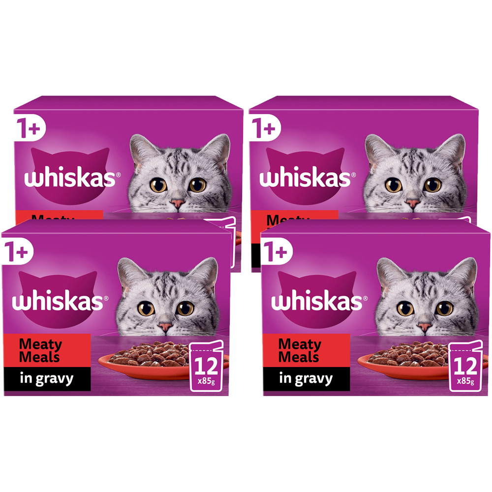 Whiskas Meaty Meals Selection in Gravy Adult Wet Cat Food Pouches 85g Case of 4 x 12 Pack Image 1