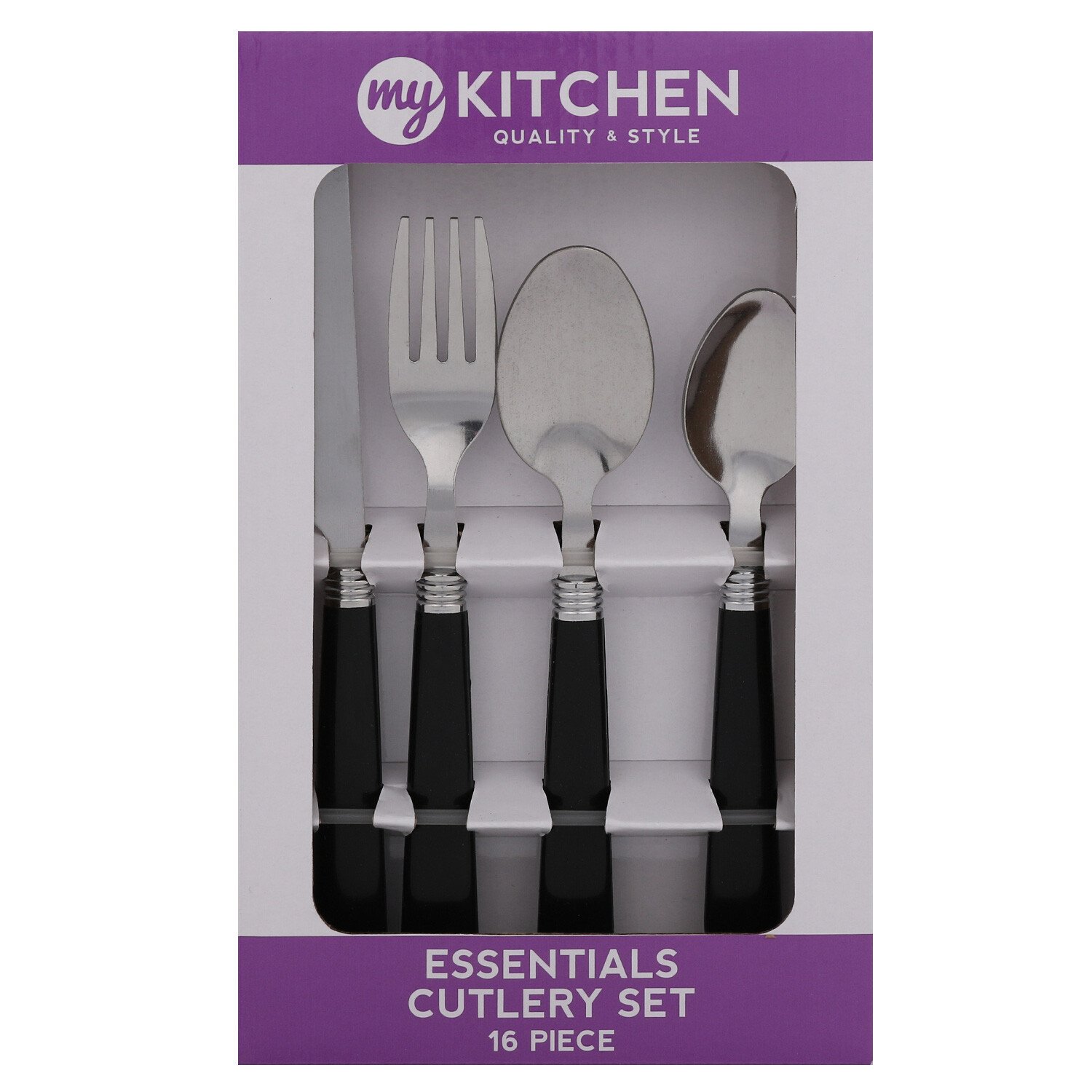 16-Piece Essentials Cutlery Set - Black Image