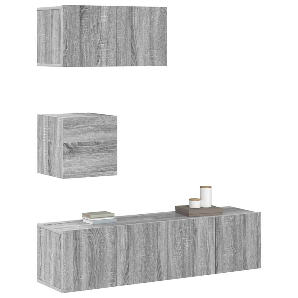vidaXL 7 Door Grey Sonoma TV Cabinet Image 4