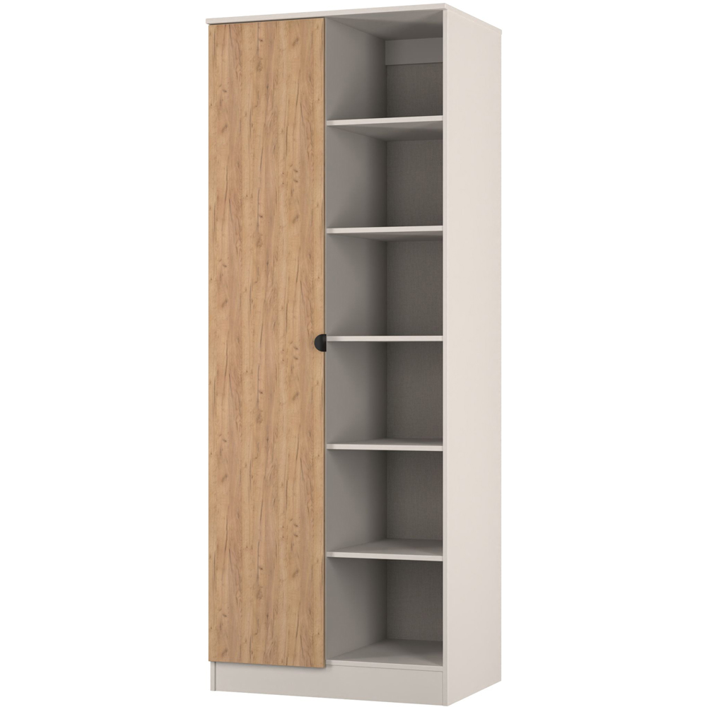 Crowndale Bora Single Door 6 Shelf Gold Oak and Kashmir Double Wardrobe Image 4