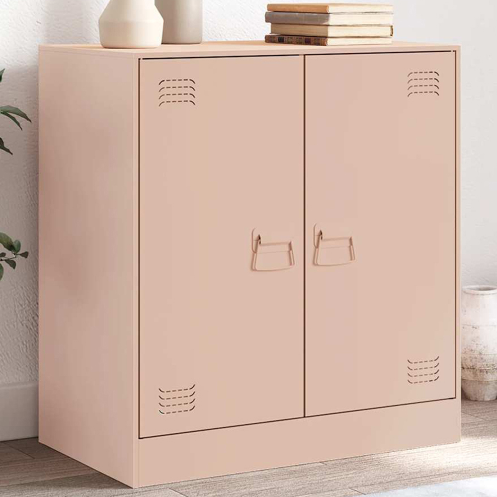 vidaXL 2 Door Pink Steel Sideboard Image 1