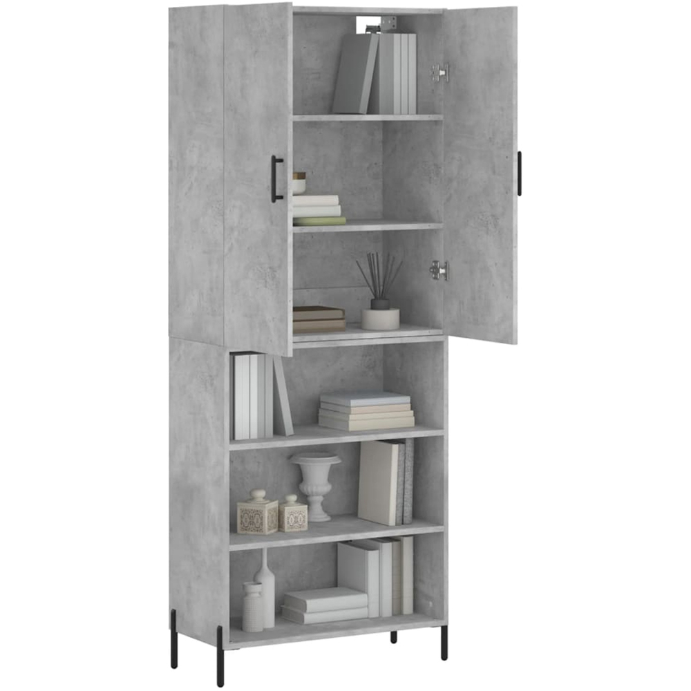 vidaXL 2 Door 3 Open Shelf Concrete Grey Highboard Image 3