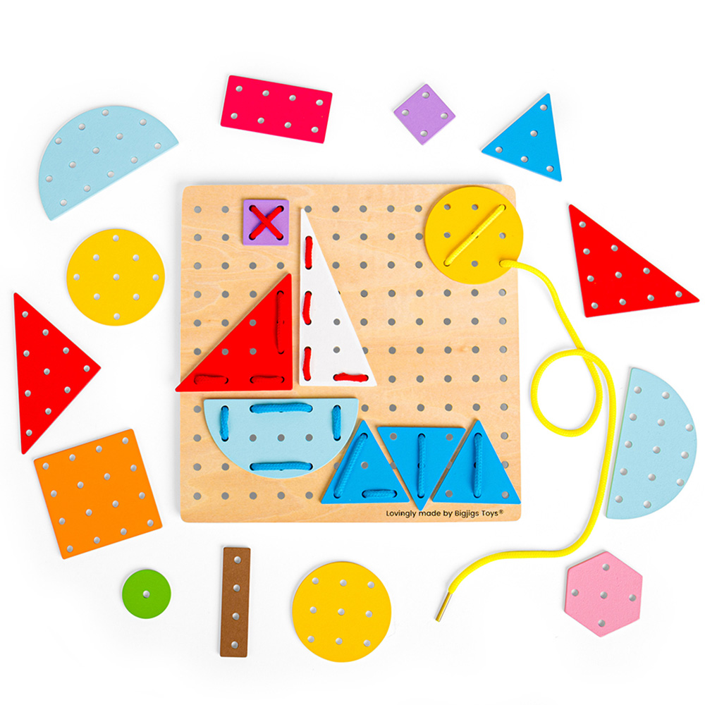 Bigjigs Toys Geometric Lace-A-Shape Game Image 2
