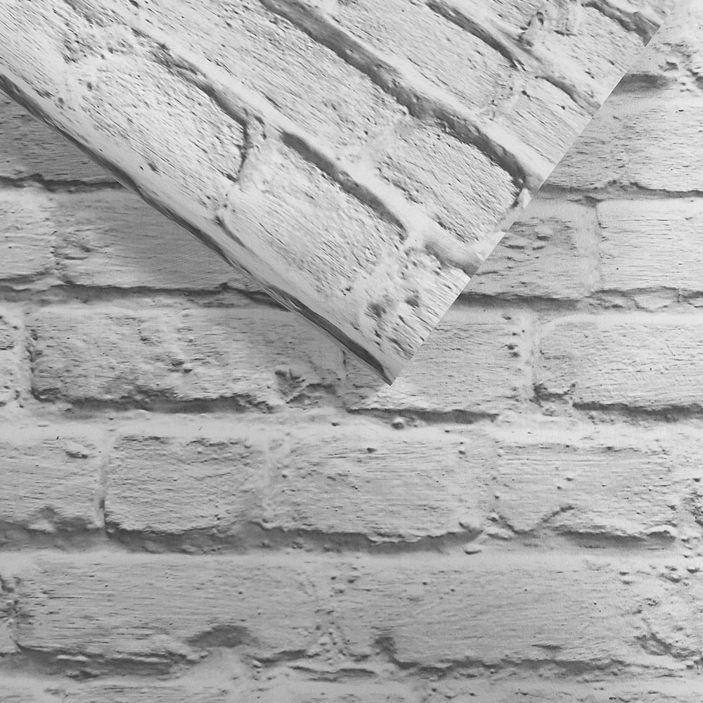 Muriva Painted Brick White Wallpaper Image 2