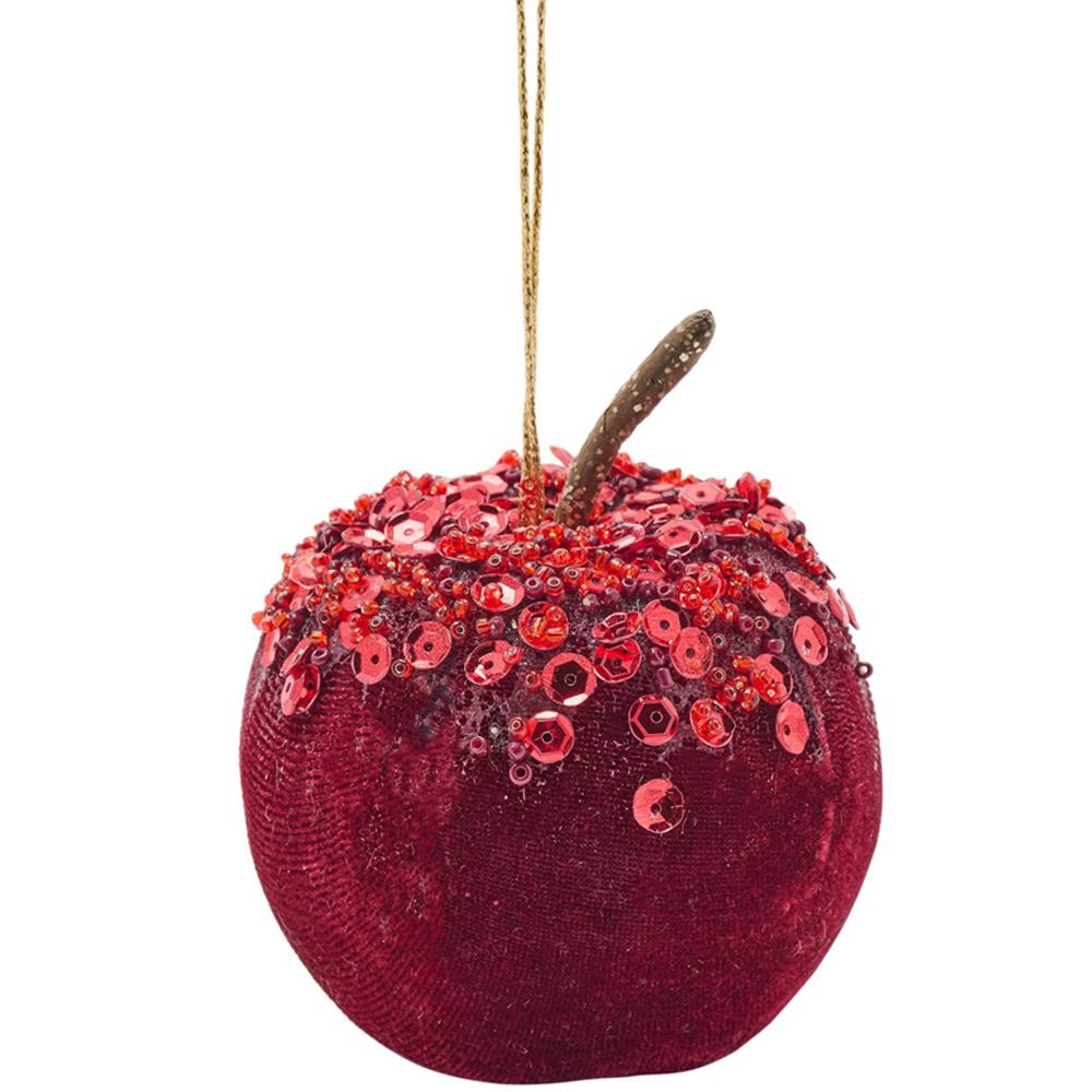 The Seasonal Gift Co Red Velvet Apple Bauble 17cm Image 2