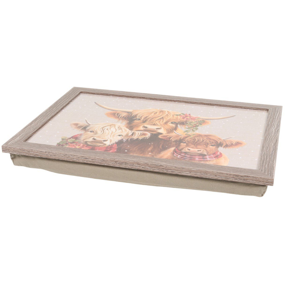 Festive Highland Cow Lap Tray Brown Image 2
