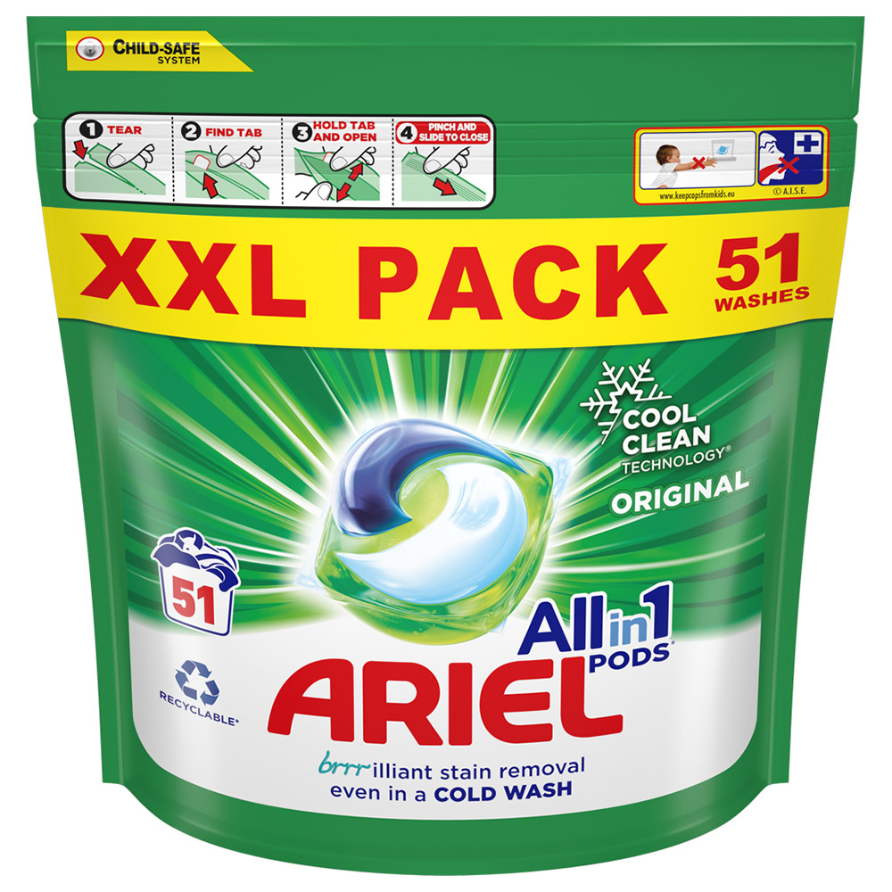 Ariel Original All in 1 Pods Washing Liquid Capsules 51 Washes Image 1