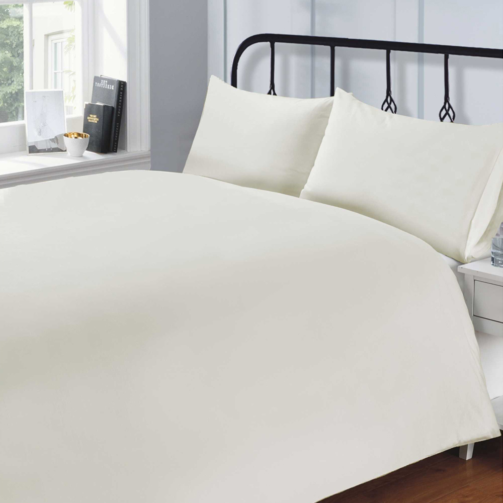 Rapport Home Double Cream 200 Thread Count Cotton Percale Quilt Cover Image 2