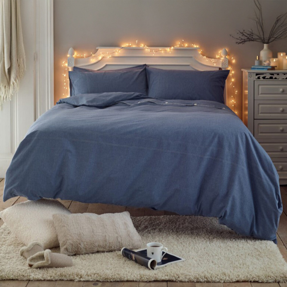 Deyongs Southwick Double Blue Reversible Duvet Set Image 1