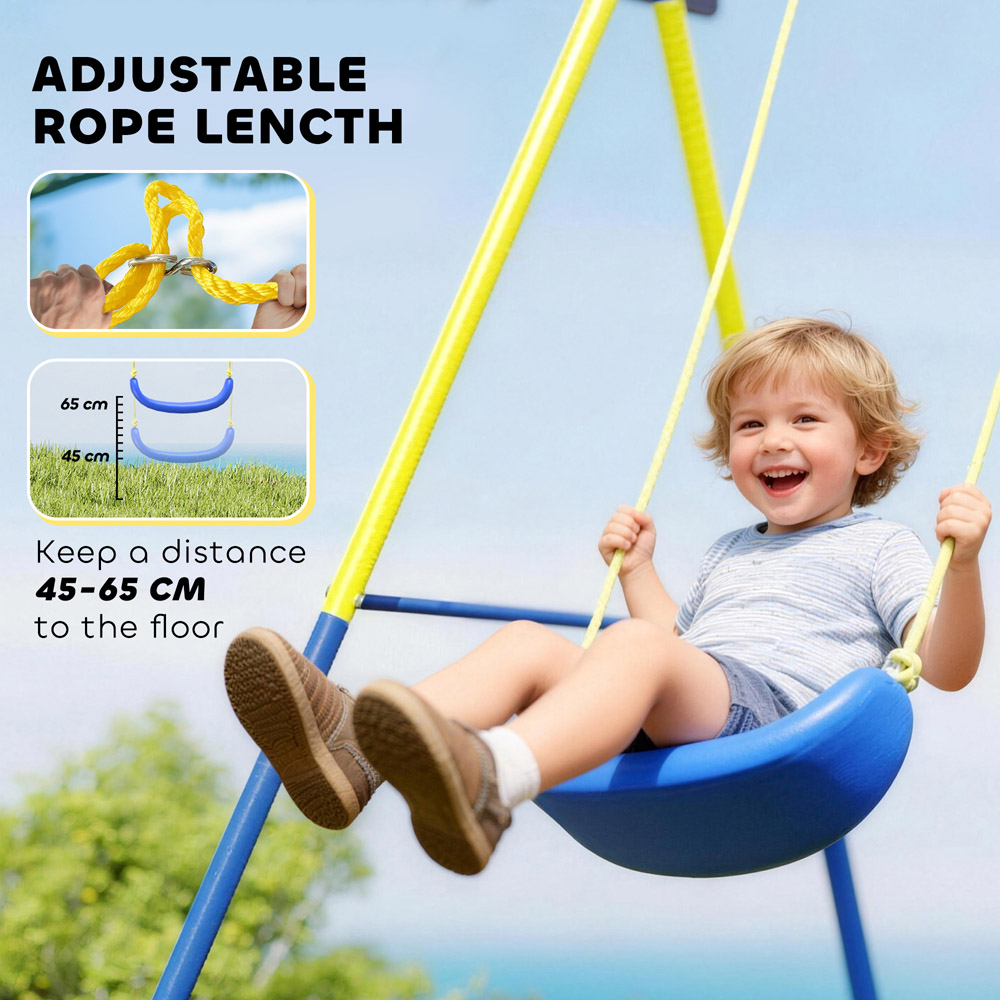 AIYAPLAY 4-in-1 Kids Swing Set with Basketball Hoop and Football Goal Image 6