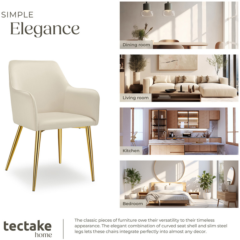 tectake Avane Set of 4 Beige Velvet Dining Chair Image 7