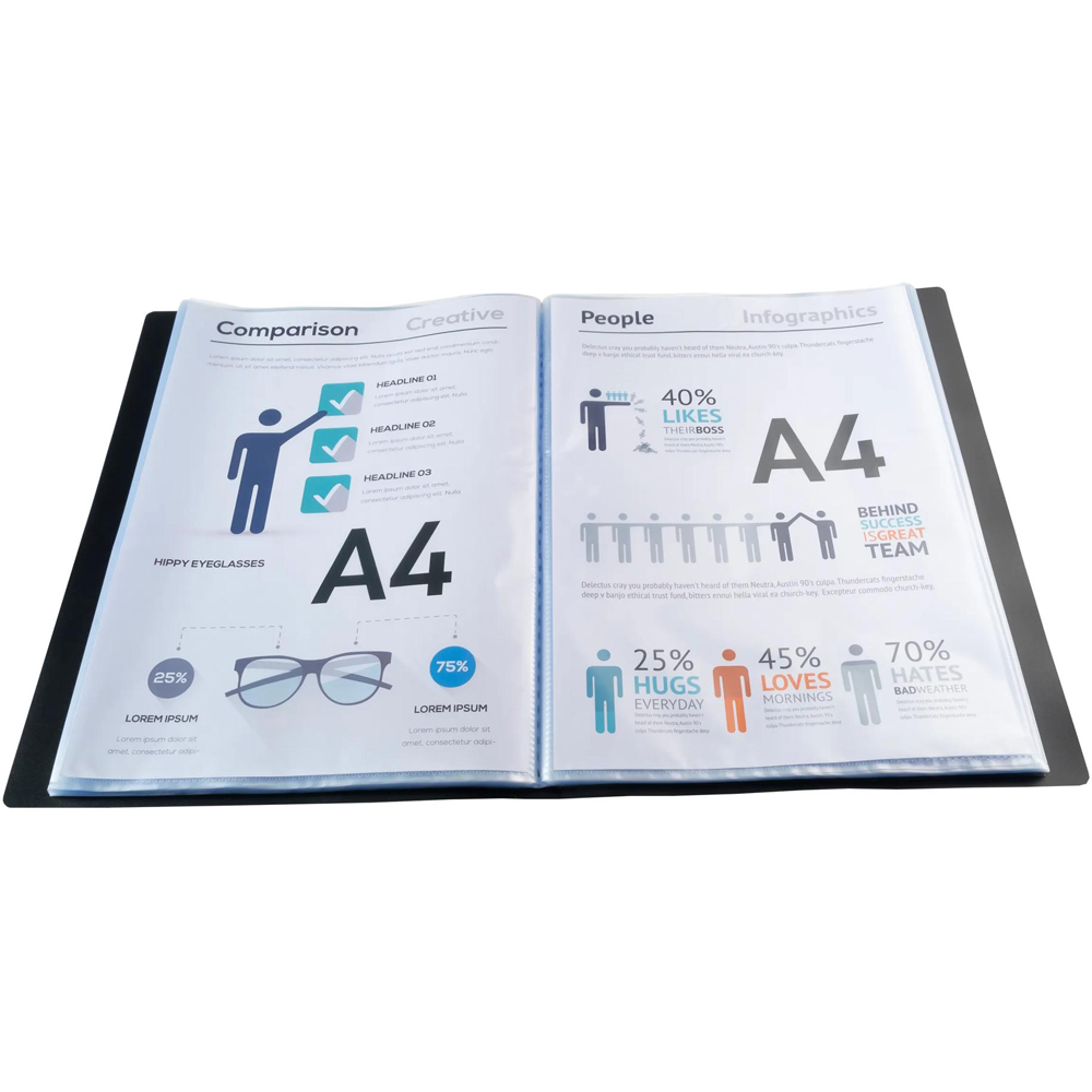 Exacompta A4 100 Pocket Black Polypropylene Display Book 8 Pack Image 2