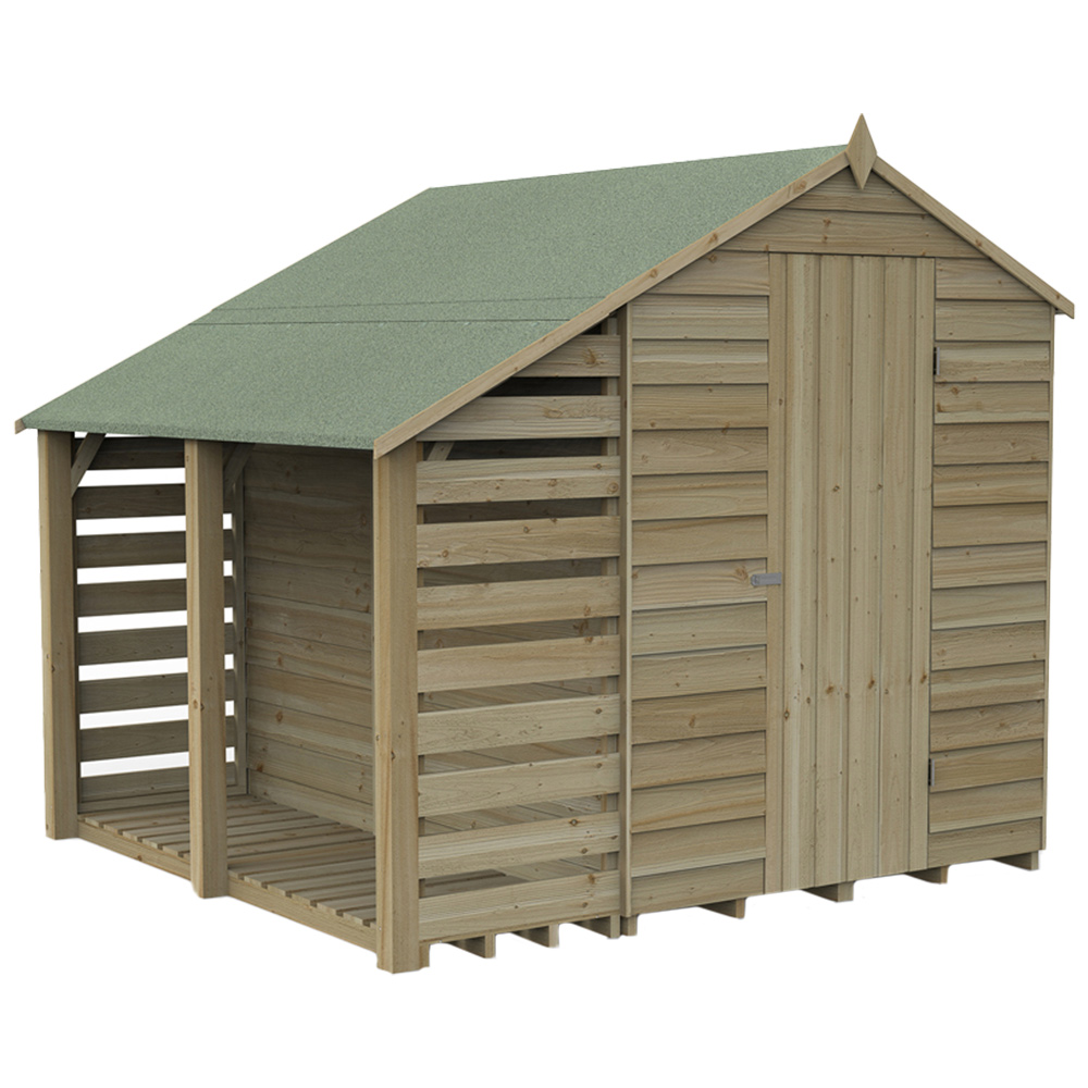 Forest Garden 5 x 7ft Pressure Treated Overlap Apex Shed with Lean To Image 1
