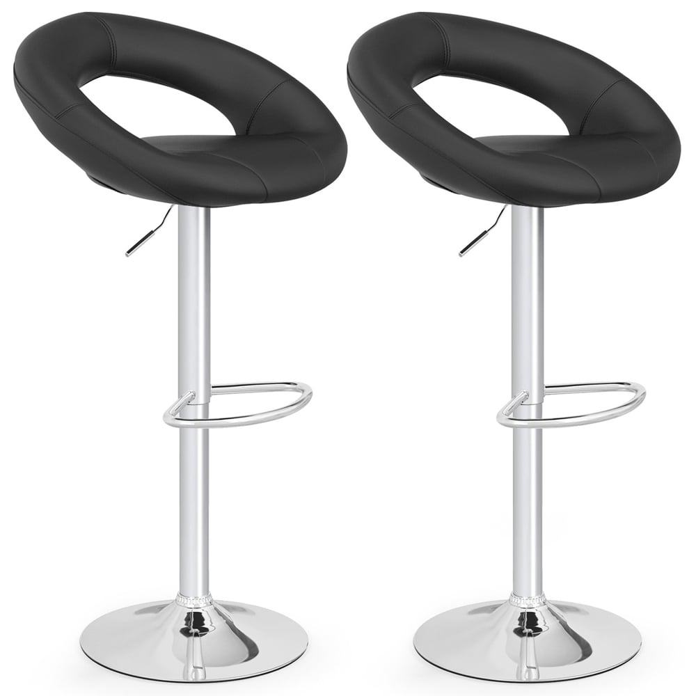 Costway Black Height Adjustable Swivel Bar Stool Set of 2 Image 2